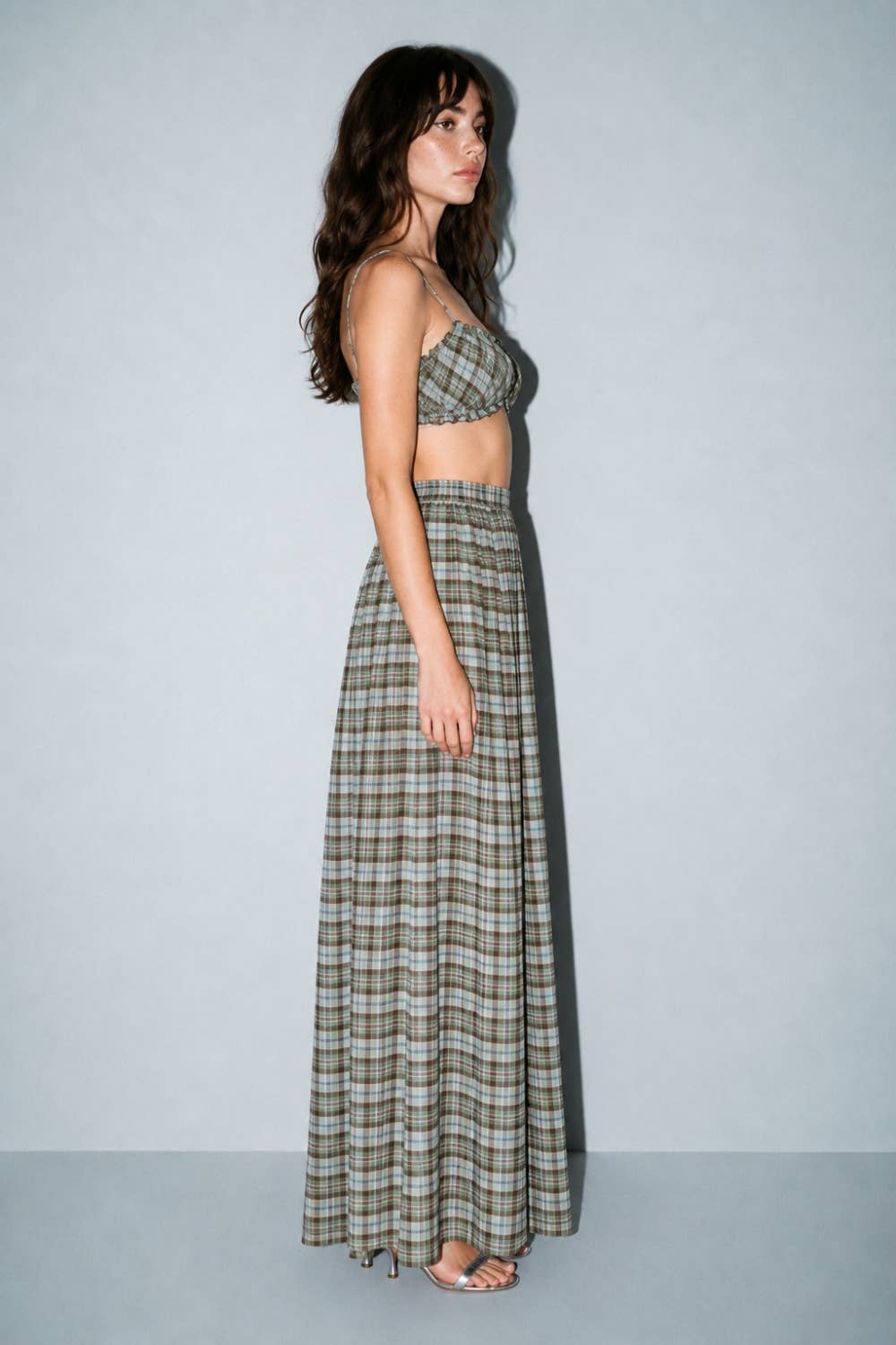 Kali Plaid Print Ruched Top