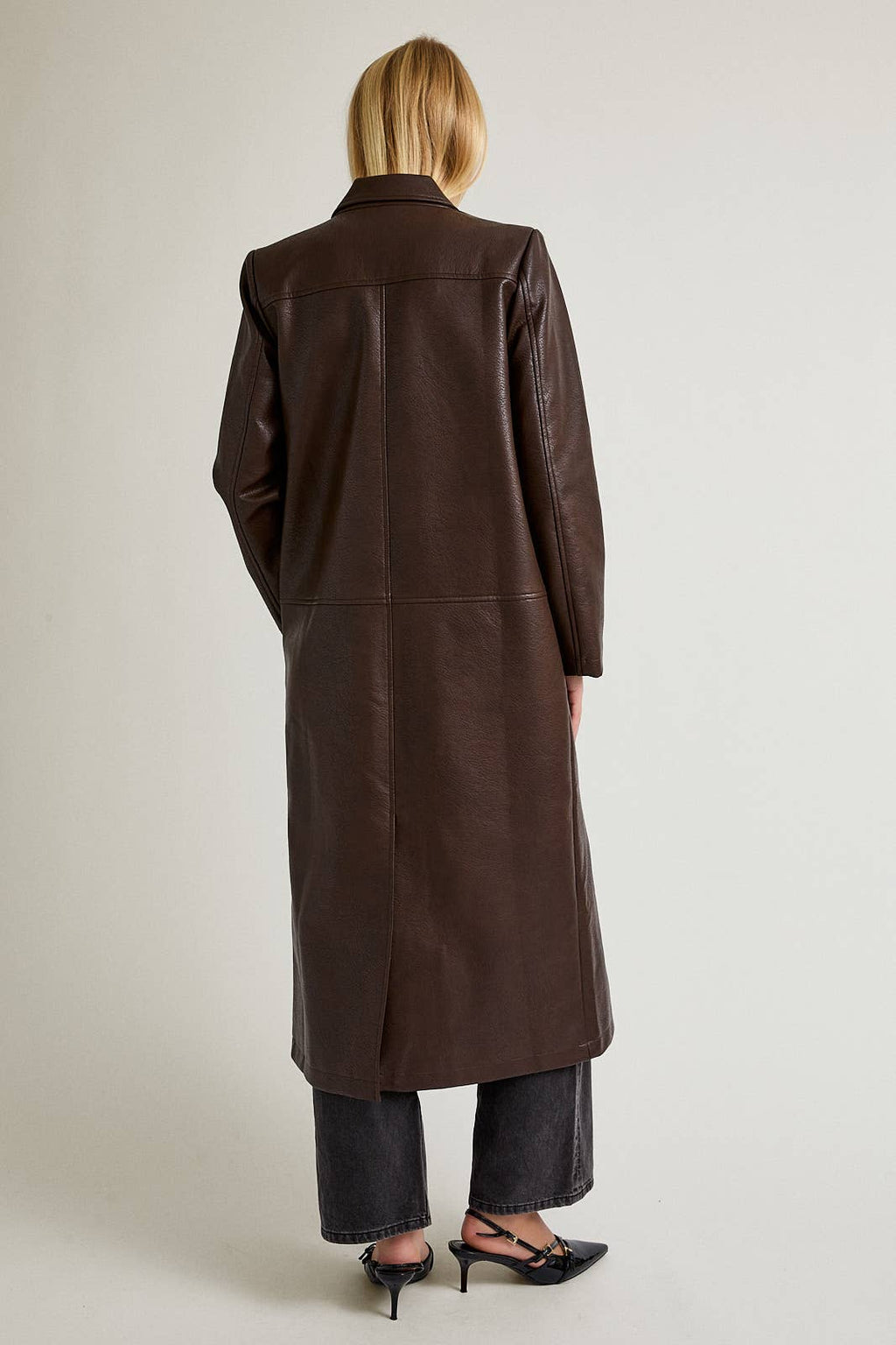 New York FAUX LEATHER LONG COAT