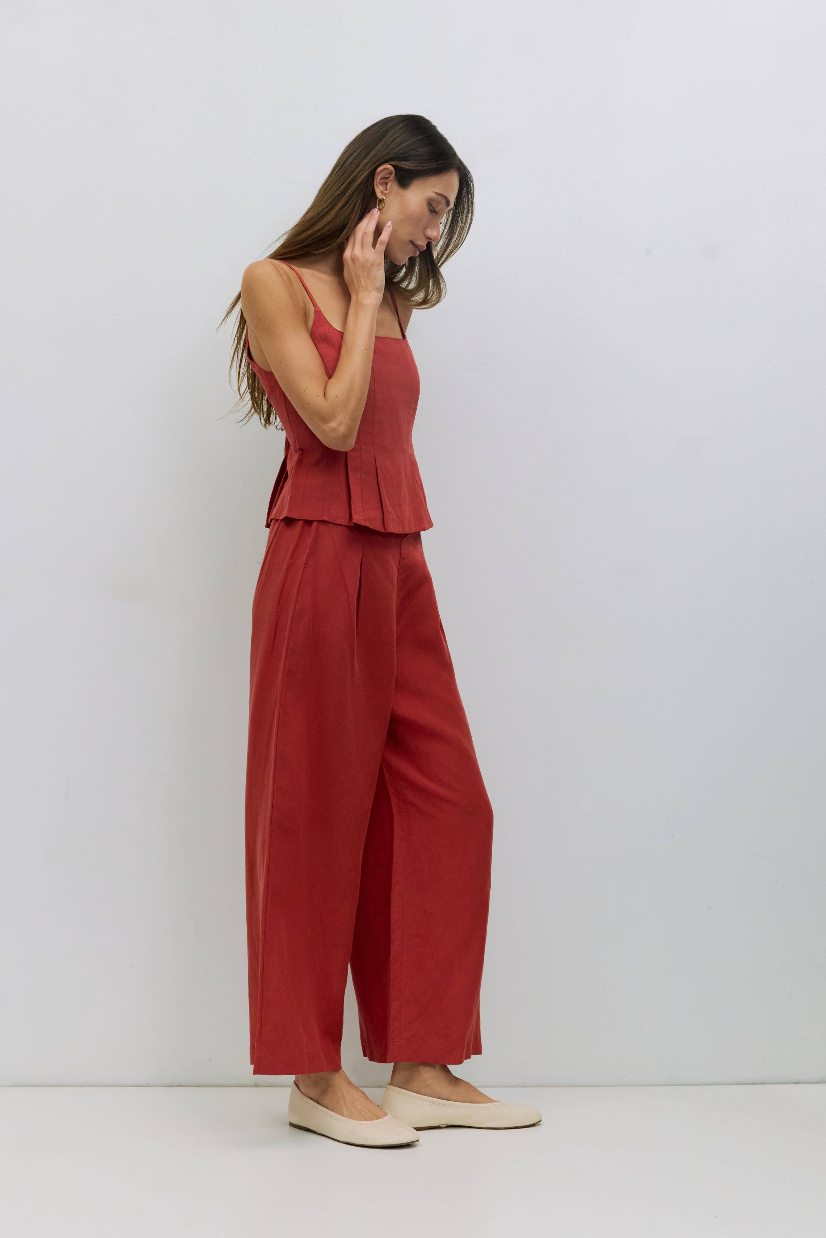 Love Letter Top | Pleated Linen Tank