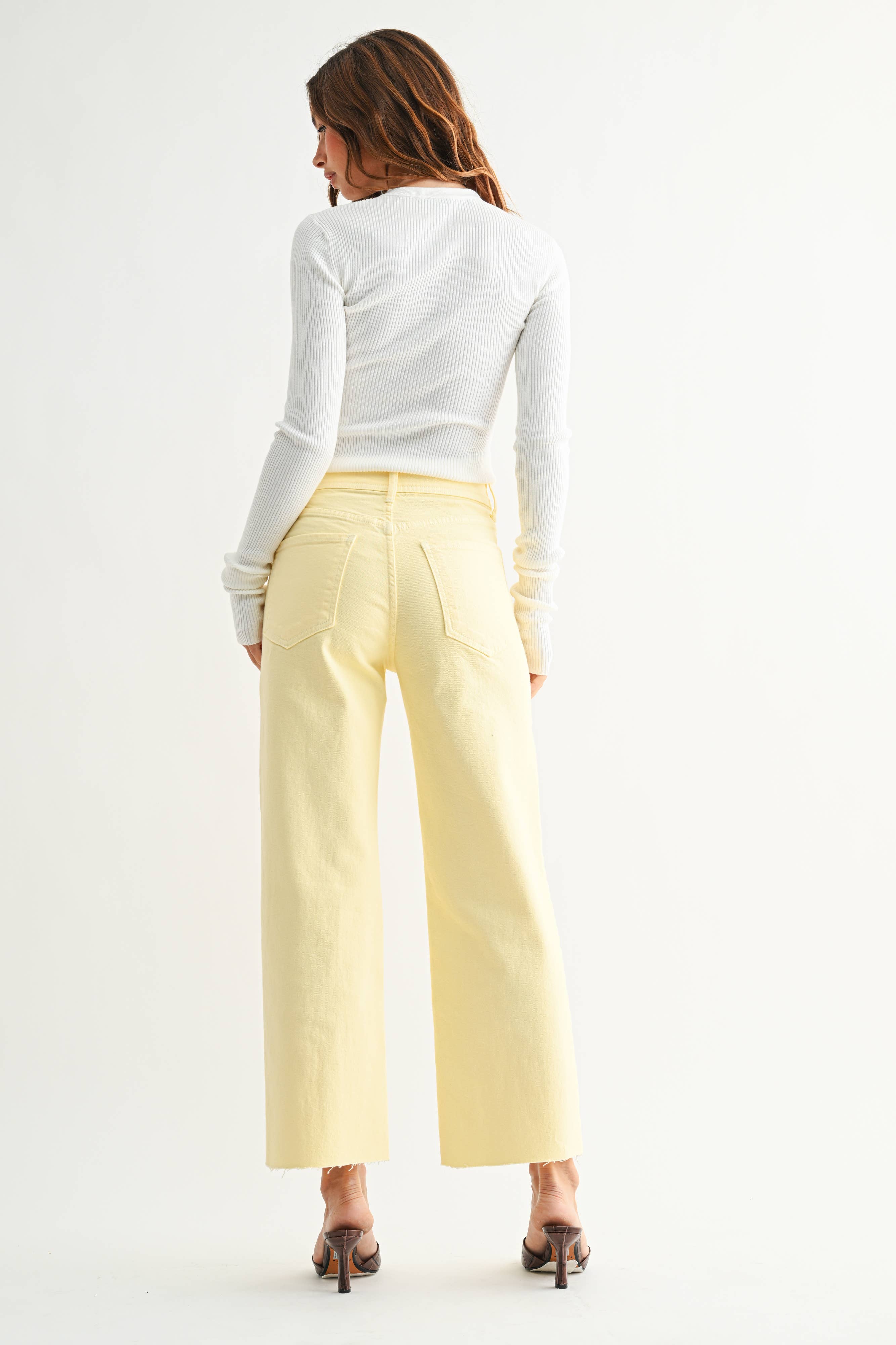 Lemon Drop Jeans  - High Rise Utility Wide Leg