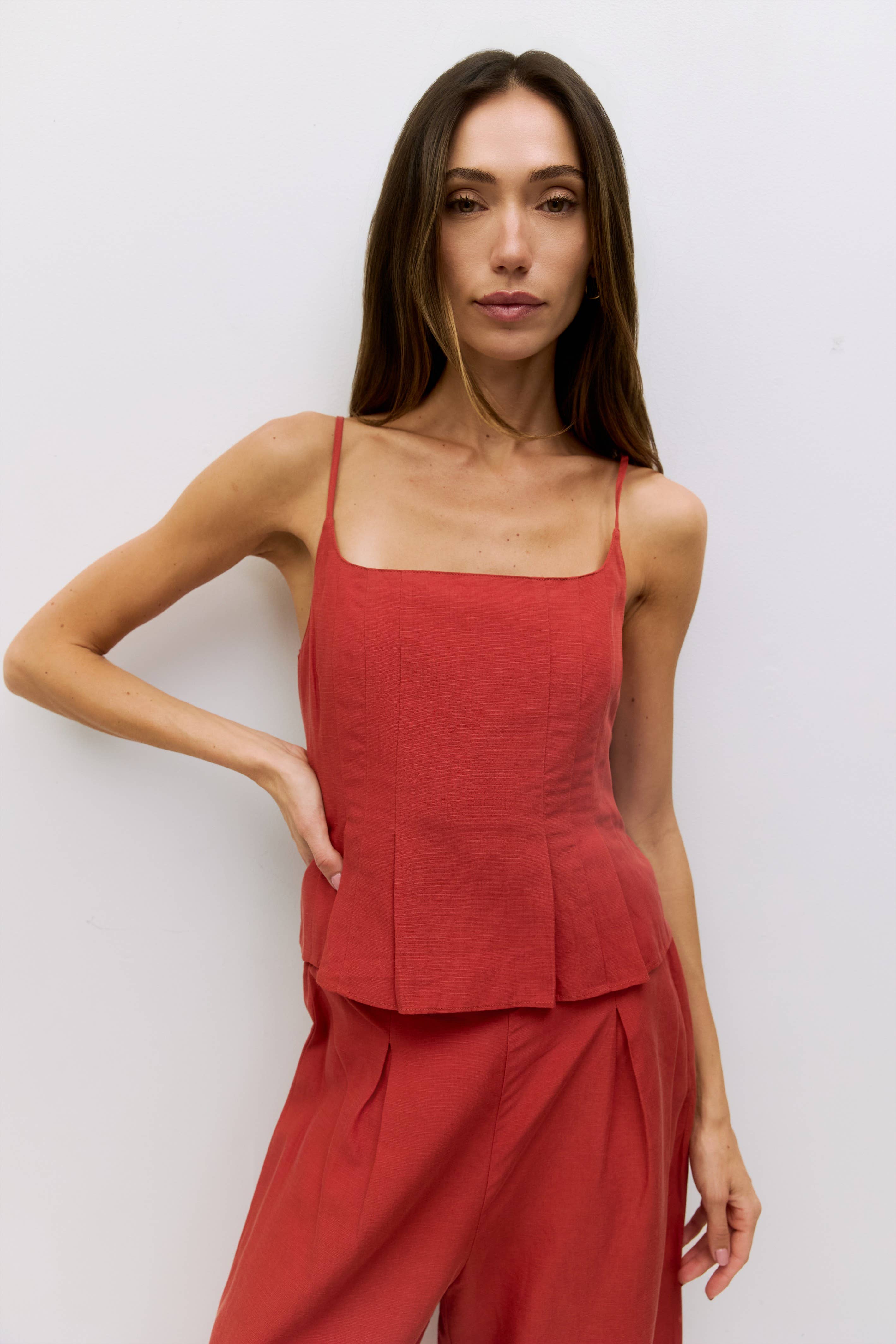 Love Letter Top | Pleated Linen Tank