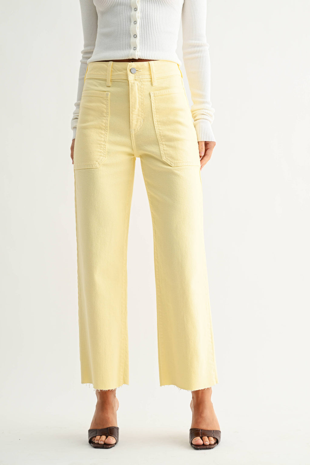 Lemon Drop Jeans  - High Rise Utility Wide Leg